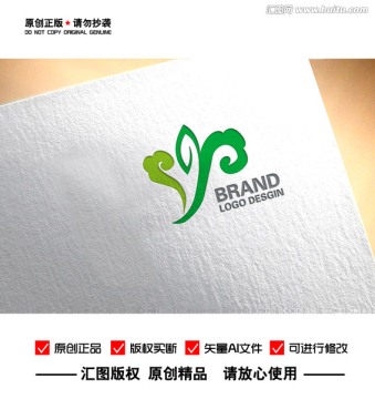 Y绿叶祥云茶养生LOGO