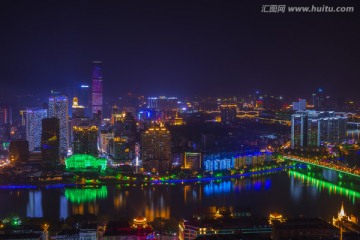 广西柳州马鞍山观龙城夜景