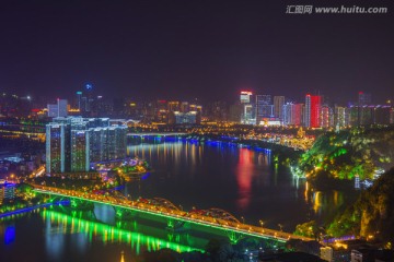 广西柳州马鞍山观龙城夜景