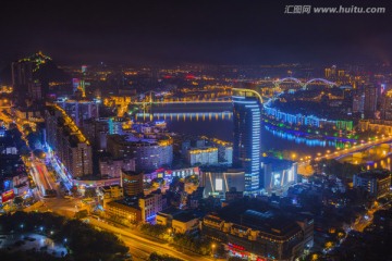 广西柳州马鞍山观龙城夜景