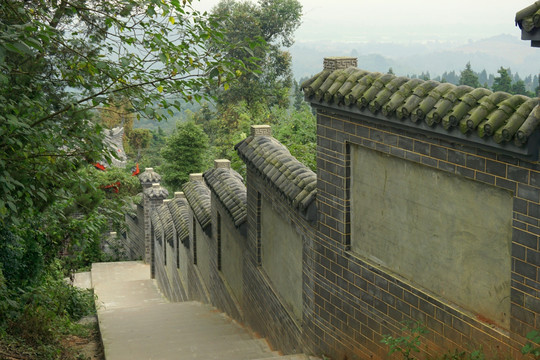 新津老君山 中式青砖瓦围墙