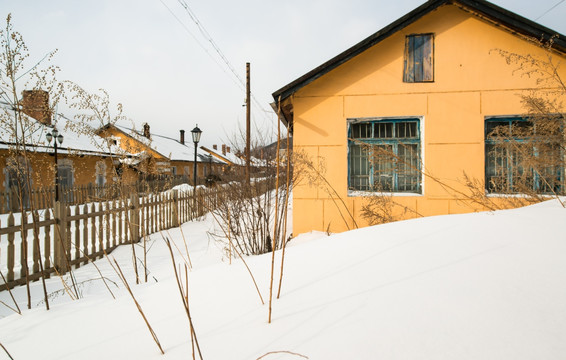 俄式建筑雪景