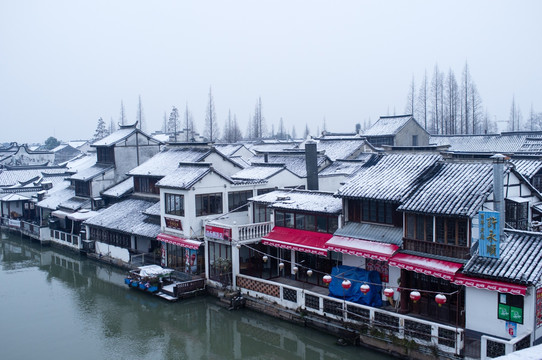 古镇 雪景