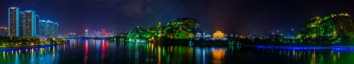 柳州柳江河东夜景特大全景图