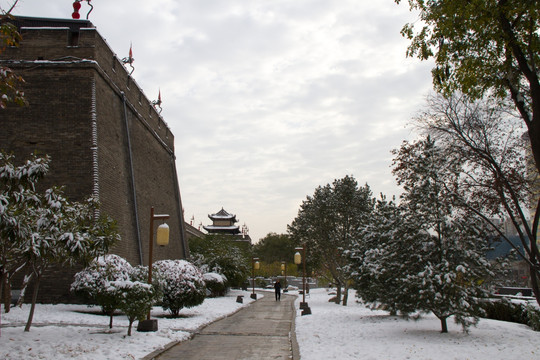 西安城墙 雪景