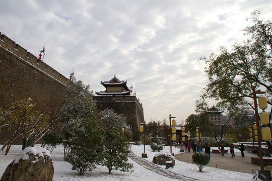 敌楼 西安城墙雪景