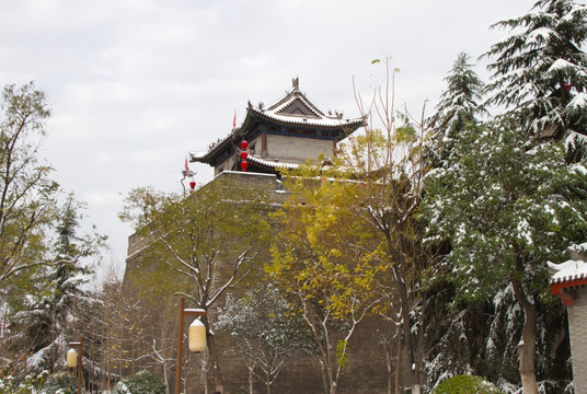 敌楼 西安城墙雪景