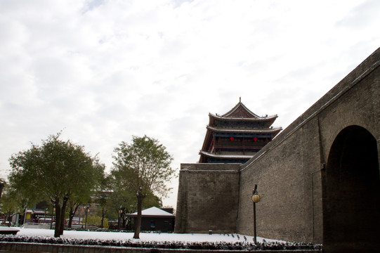 西安城墙雪景