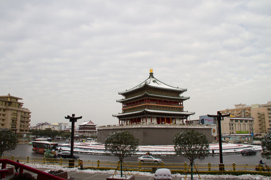 西安钟楼 雪景