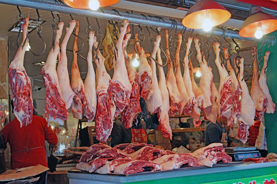 羔羊腿 肉铺 卖肉 火腿