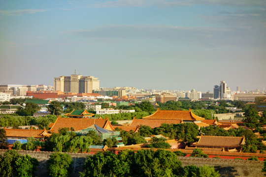 景山俯瞰北京故宫古建筑群