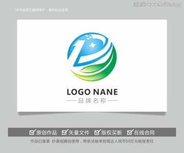 字母DP绿色科技能源LOGO