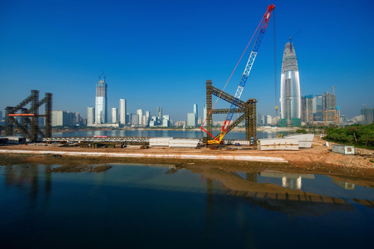 建设中的后海公园 后海总部基地