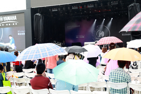 雨伞 彩色雨伞 下雨 观看表演