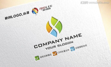 F字母环保绿色LOGO设计