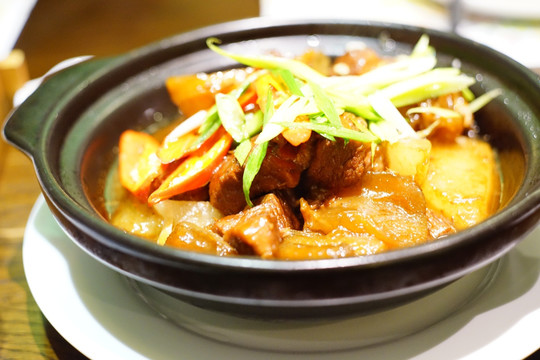 砂锅萝卜炖红烧肉 菜品