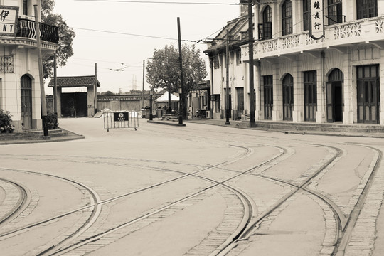 怀旧老上海电车轨道