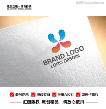 X 水滴 抽象蝴蝶LOGO