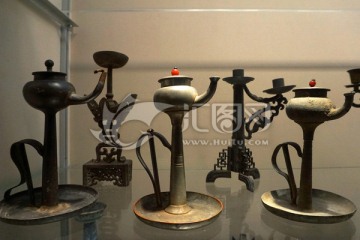 民国时期 铜灯盏 古董灯具