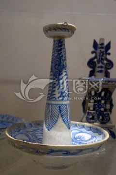 清民国时期 青花瓷灯盏