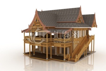 二层木屋模型设计