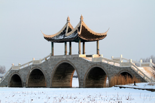 传统建筑 老建筑 桥 凉亭
