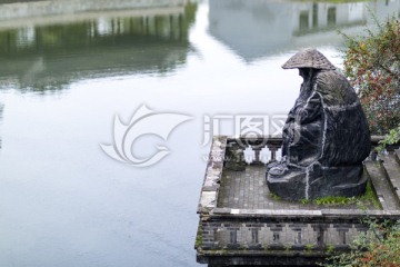姜太公 钩鱼 雕塑 名人雕塑
