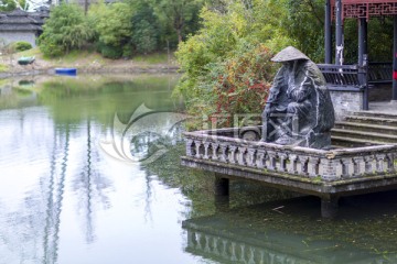 姜太公 钩鱼 雕塑 名人雕塑