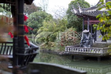姜太公 钩鱼 雕塑 名人雕塑