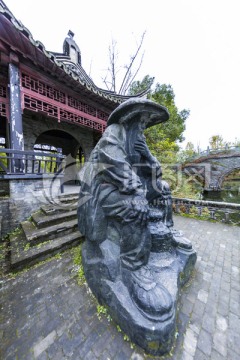 姜太公钩鱼雕塑 名人雕塑