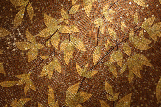 艺术树叶瓷砖墙画
