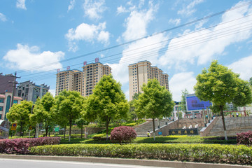 蓝天白云街景素材