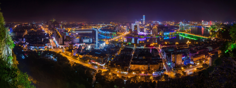 马鞍山观龙城特大夜景全景图
