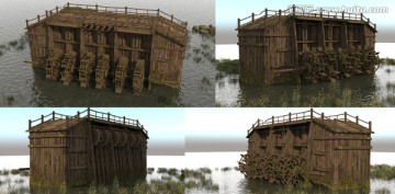 3DSMAX古建模型水车桥