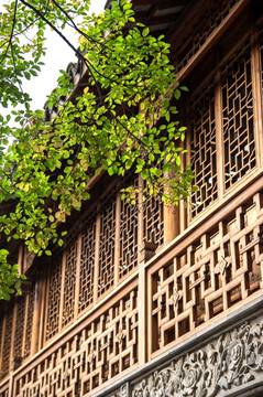 中式古建筑木雕楼阁