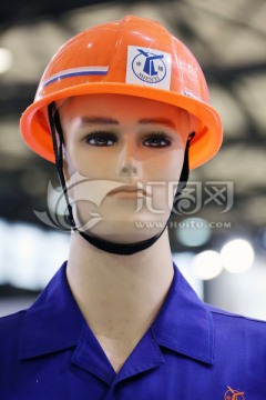 戴安全帽的工人模特 戴安全帽
