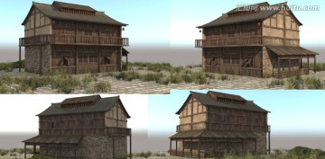 3DSMAX模型民居木房1