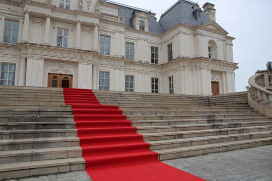 大面积地面红色地毯城堡酒店图