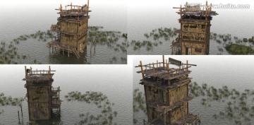 3D模型中国古典建筑水上建筑