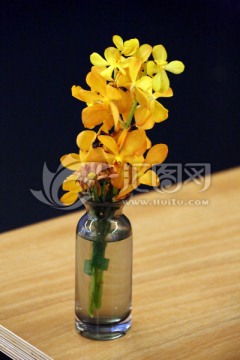黄色花卉小花瓶