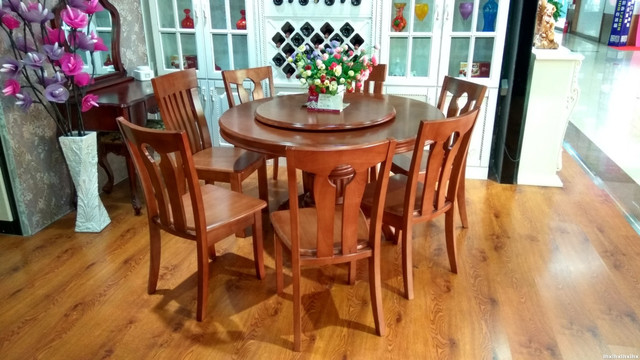 实木圆桌，圆餐桌，餐桌餐椅