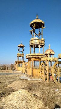 蒙古营地岗楼，成吉思汗营地岗楼