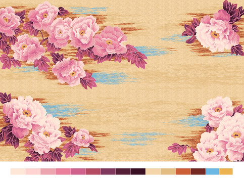 牡丹花卉地毯图案