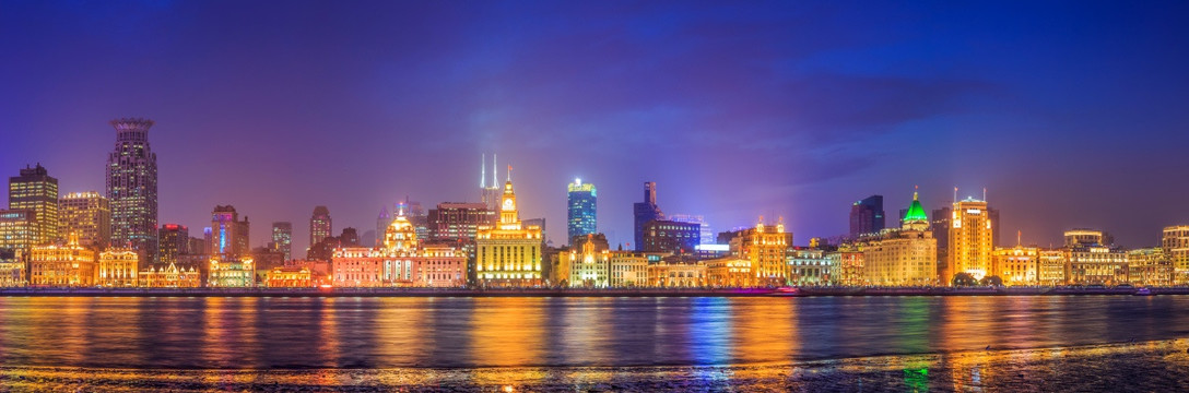 上海外滩夜景全景