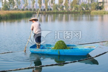 湖面清洁工捞水草
