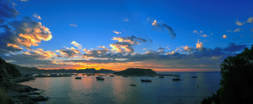 蓝色大海 海上日出 朝霞 自然