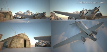 3D模型冰雪之地搁浅飞机