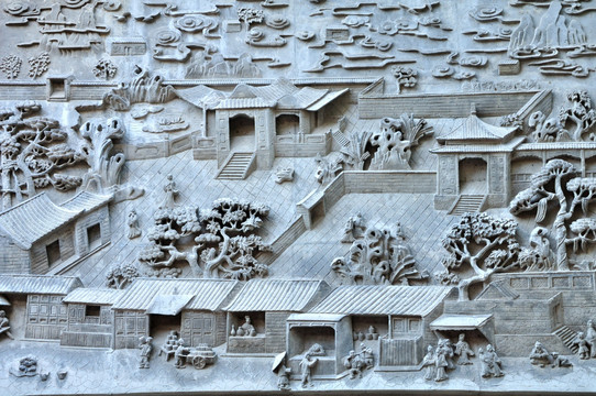 杭州胡雪岩故居砖雕特写