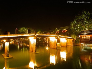 乌镇西栅 石板桥夜景