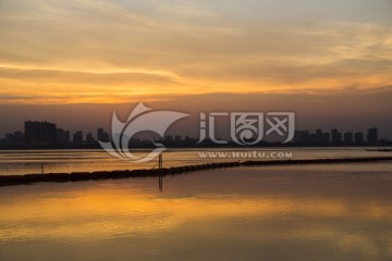 松雅湖景点夕阳